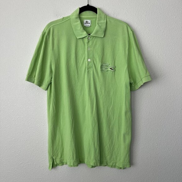 Lacoste Mens FR 5 US Large Lime Green Big Crocodile Short Sleeve Polo Shirt - Picture 1 of 8